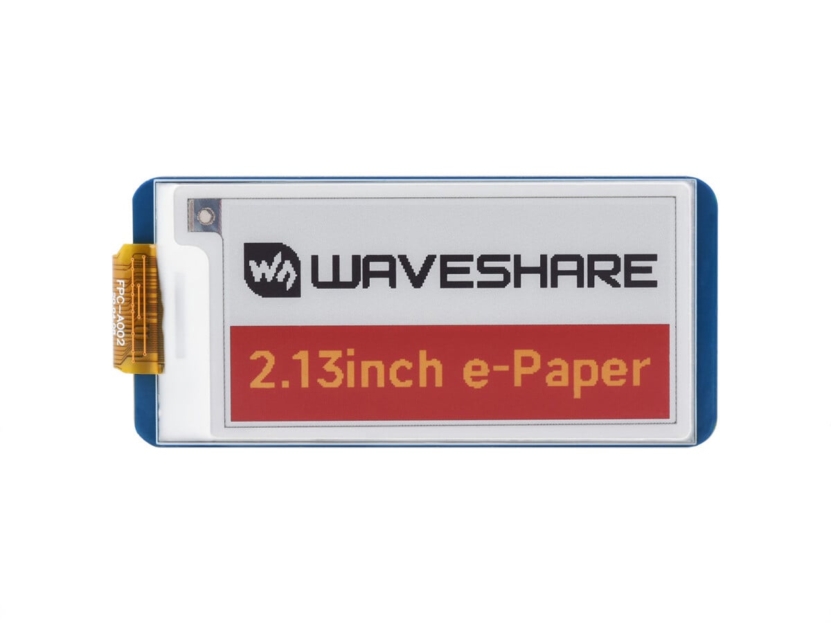 WaveShare 2,13 Zoll E-Paper HAT (G) 250x122 SPI Interface Rød/Gul/Sort/Hvid