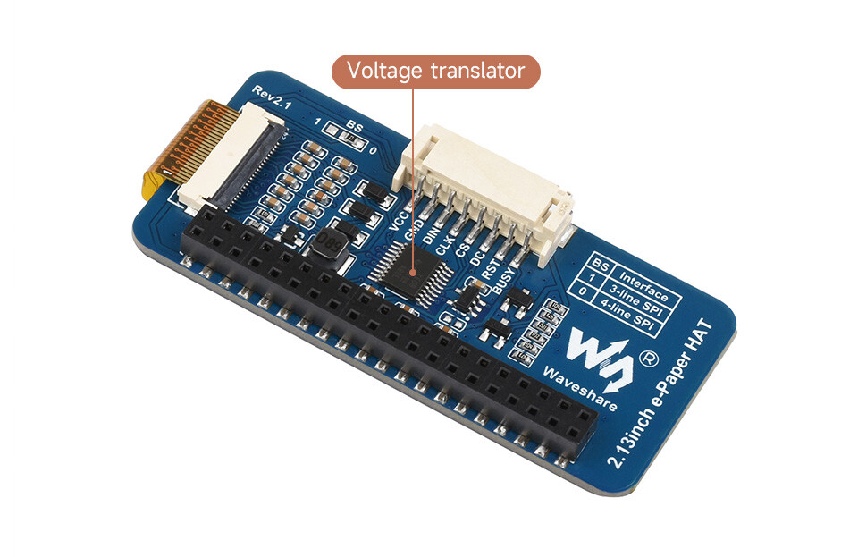 WaveShare 2,13 Zoll E-Paper HAT (G) 250x122 SPI Interface Rød/Gul/Sort/Hvid