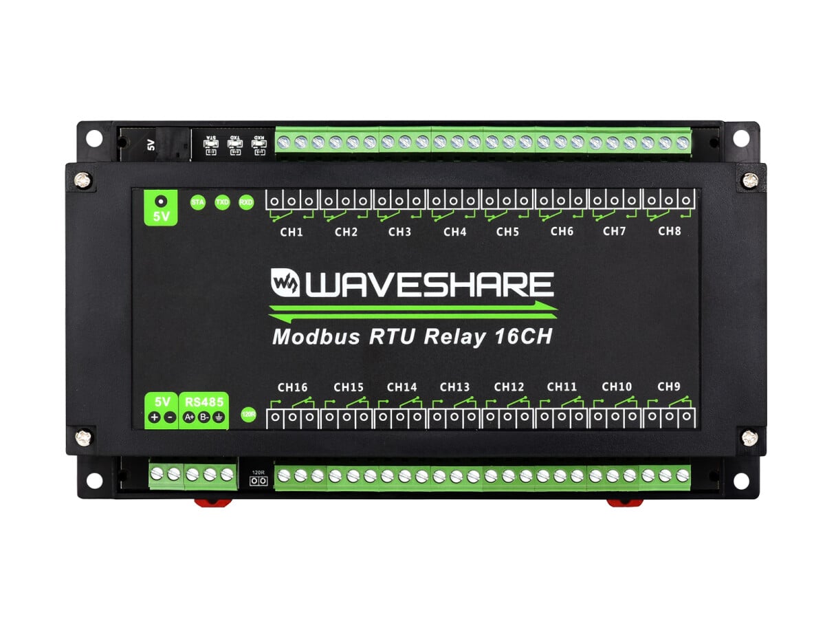 WaveShare Modbus RTU 16CH Relæmodul med RS485-interface og flere isoleringskredsløb