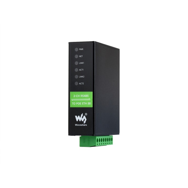 WaveShare 2-kanals RS485 til RJ45 Ethernet Serial Server, duale RS485 og duale POE Ethernet porte