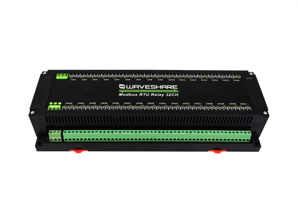 WaveShare Modbus RTU 32CH Relæmodul med RS485-interface og flere isoleringskredsløb