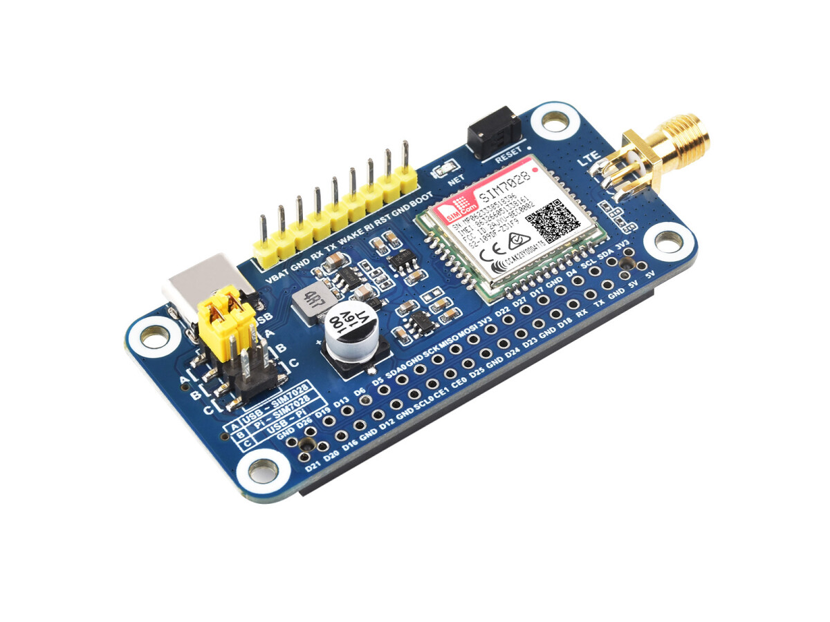 WaveShare SIM7028 NB-IoT HAT til Raspberry Pi, globalt frekvensbånd, NB-IoT kommunikation
