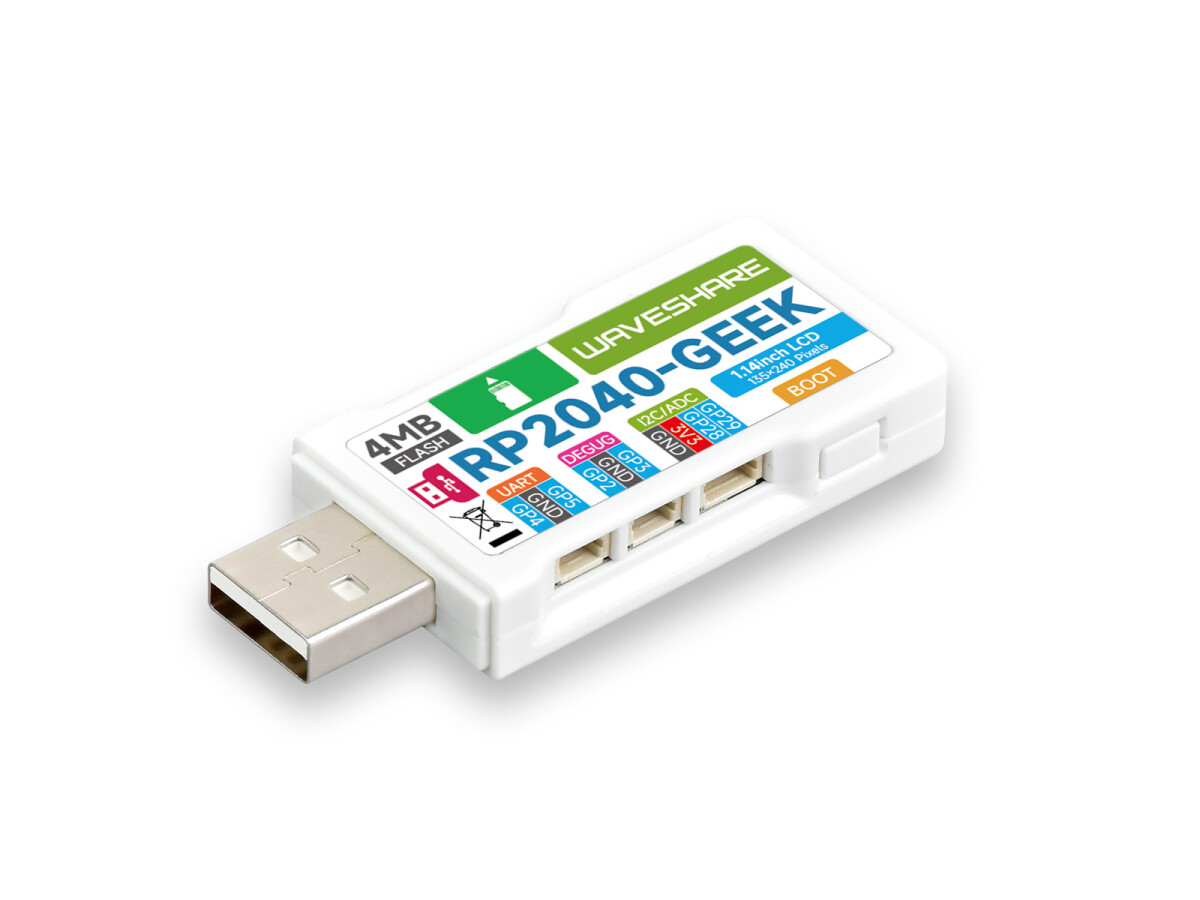 WaveShare RP2040-GEEK Udviklingskort med 1,14 tommer 65K farve LCD