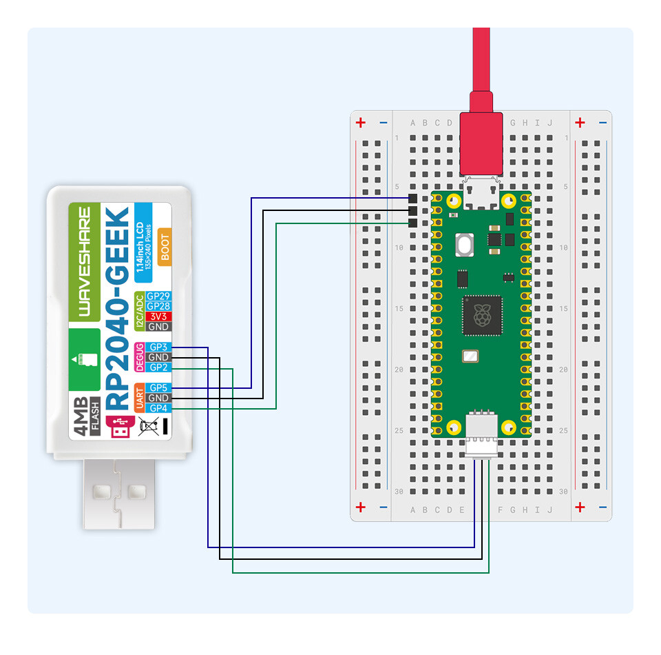 WaveShare RP2040-GEEK Udviklingskort med 1,14 tommer 65K farve LCD