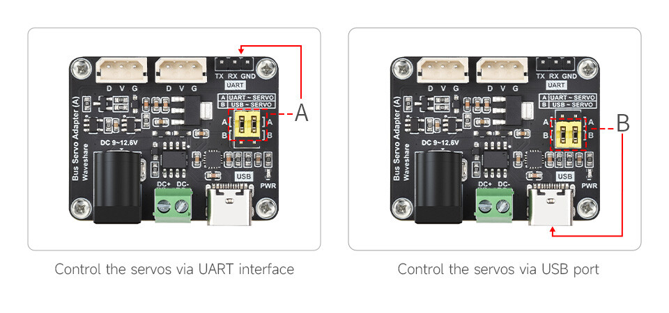 WaveShare Seriell Bus Servo Driver Board für ST/SC Servos – Perfekt til SO-ARM100 SO-101 ARM Robotikprojekter