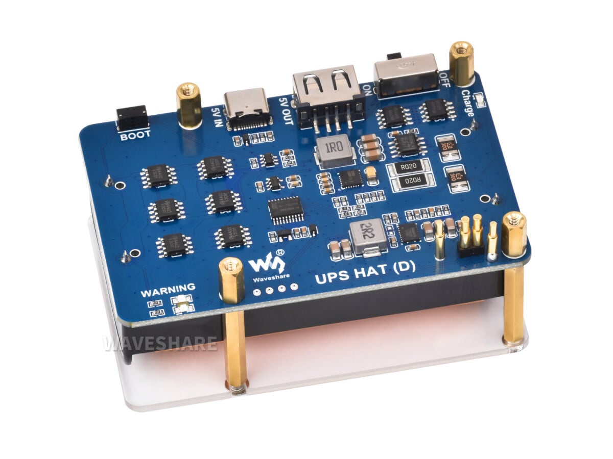 WaveShare UPS HAT (D) til Raspberry Pi, 5V Pogo Pins Connector
