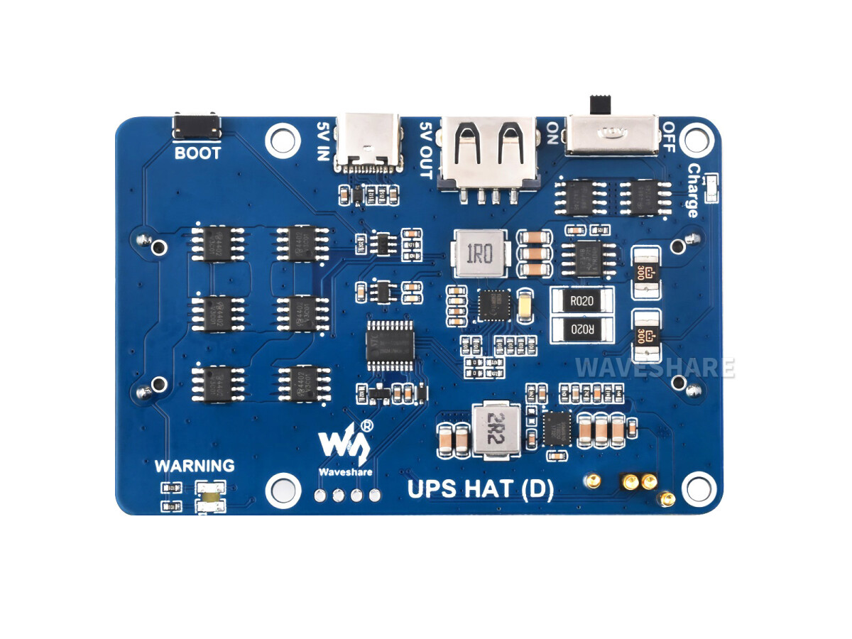 WaveShare UPS HAT (D) til Raspberry Pi, 5V Pogo Pins Connector
