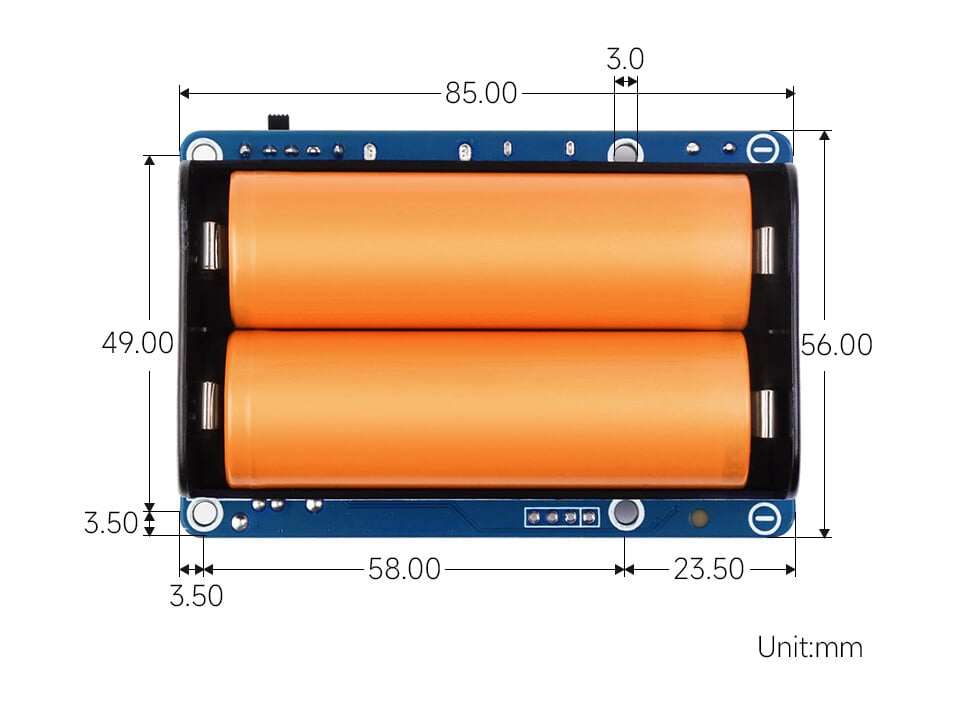 WaveShare UPS HAT (D) til Raspberry Pi, 5V Pogo Pins Connector