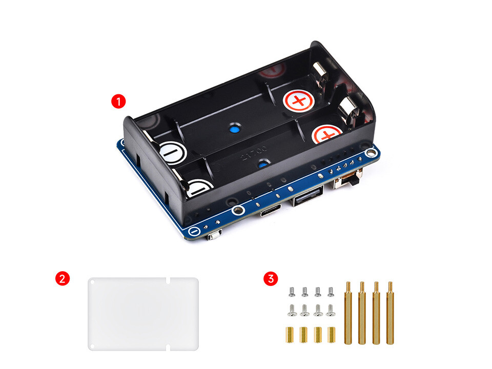 WaveShare UPS HAT (D) til Raspberry Pi, 5V Pogo Pins Connector