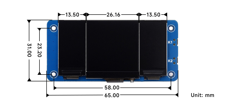 WaveShare Triple LCD HAT til Raspberry Pi, 1.3tommers IPS LCD + Dual 0.96tommers IPS LCD