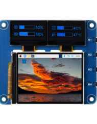 WaveShare OLED/LCD Raspberry Pi HAT, 2-tommers IPS LCD + Dual 0.96-tommer blå OLED