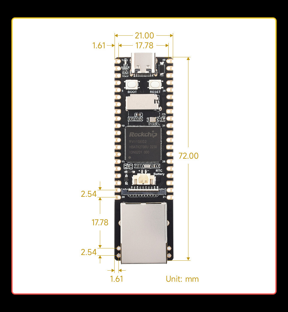 Luckfox Pico Max RV1106 Linux Mikro Udviklingskort Forudmonteret ARM Cortex-A7/RISC-V MCU/NPU/ISP Processorer