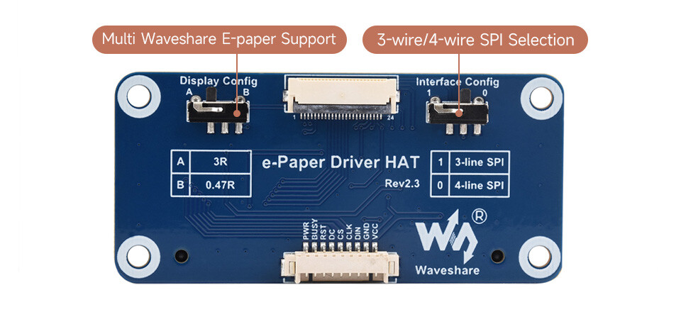 WaveShare 13,3 Zoll E-Ink display HAT (K) til Raspberry Pi med 960x680 opløsning og SPI interface