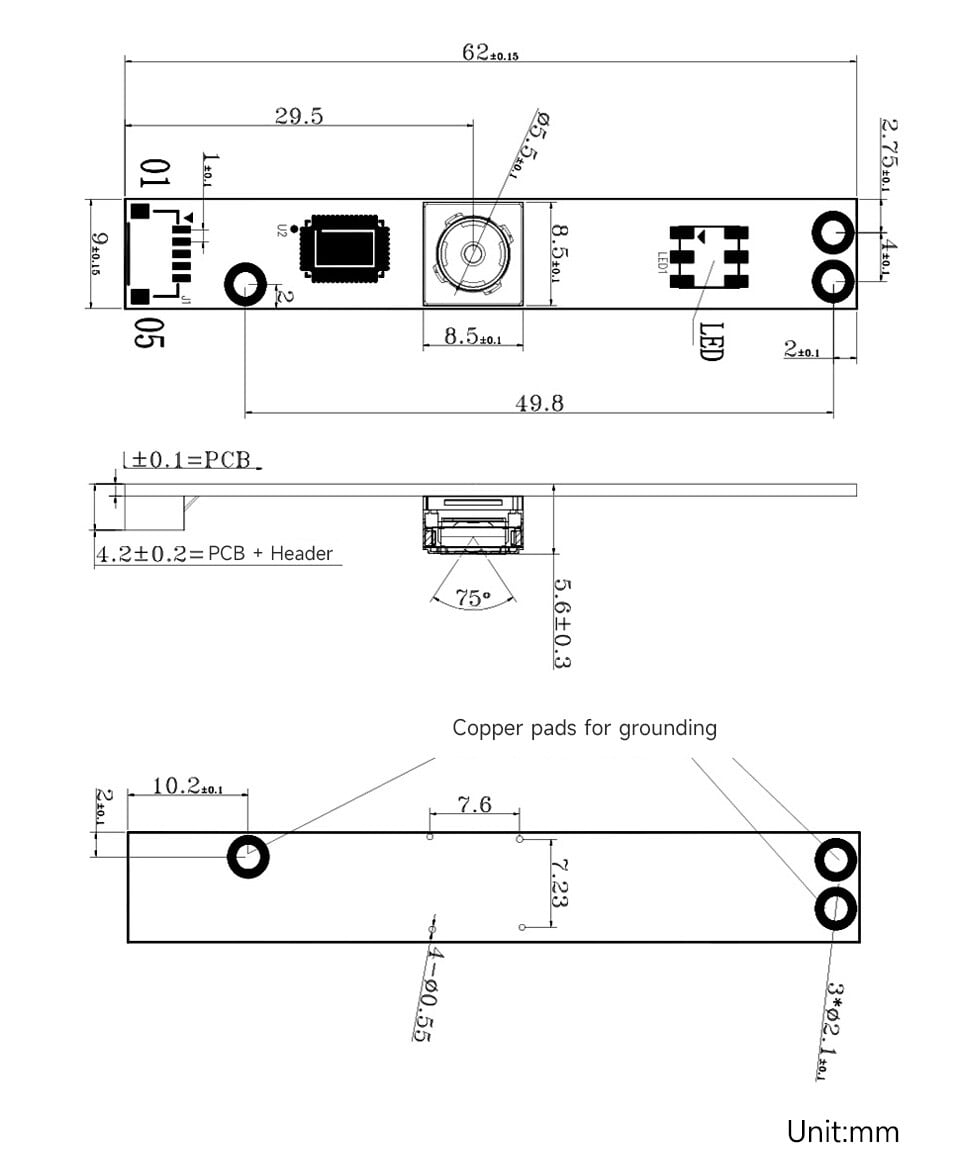 WaveShare IMX179 8MP USB Kamera, fast fokus, automatisk fokusering