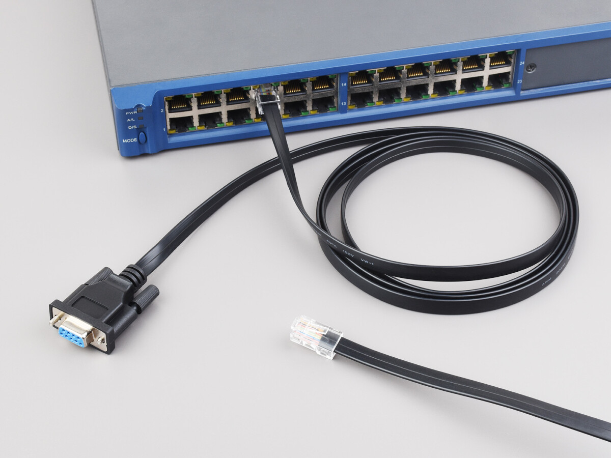 WaveShare RS232 til RJ45 konsol kabel 1.8m, RS232 DB9 hunport til RJ45 konsol hanport