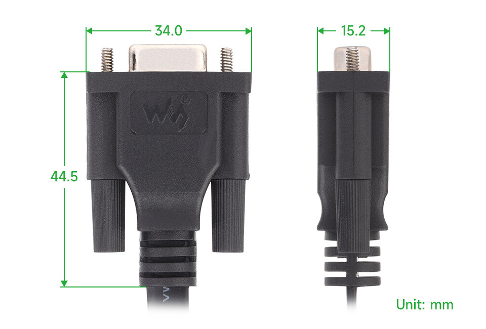 WaveShare RS232 til RJ45 konsol kabel 1.8m, RS232 DB9 hunport til RJ45 konsol hanport