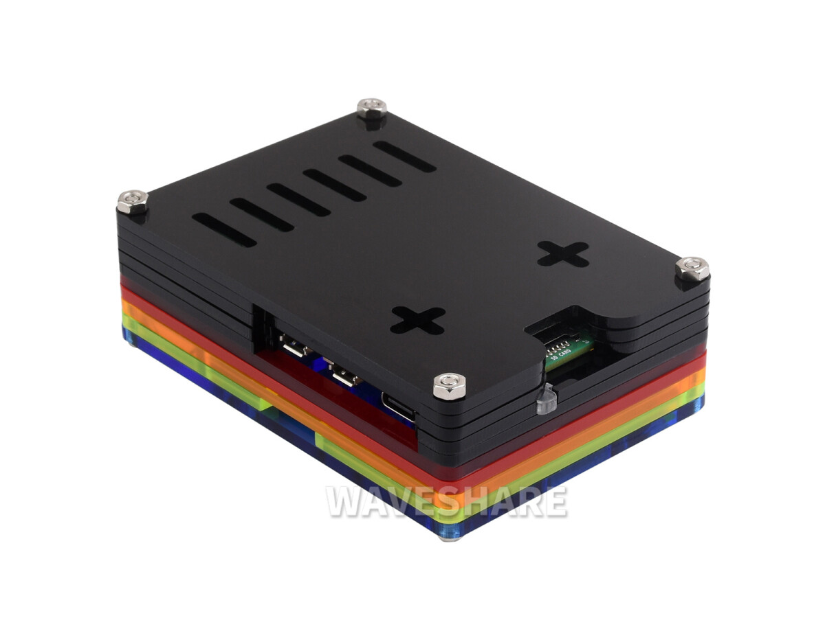WaveShare Acrylæske til Raspberry Pi 5 Understøtter Officiel Aktive Køler