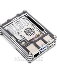 WaveShare Transparent og sort akrylæske til Raspberry Pi 5 Understøtter officiel aktiv køler