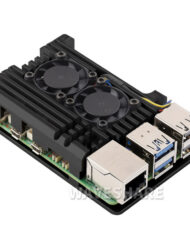 WaveShare Aluminiet kasse i zinklegering til Raspberry Pi 5 med to køleblæsere