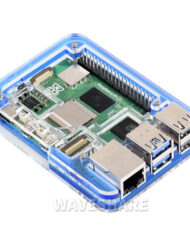 WaveShare Transparent Blå Akrylæske til Raspberry Pi 5 Understøtter Officiel Aktiv Køler