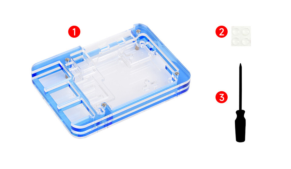 WaveShare Transparent Blå Akrylæske til Raspberry Pi 5 Understøtter Officiel Aktiv Køler