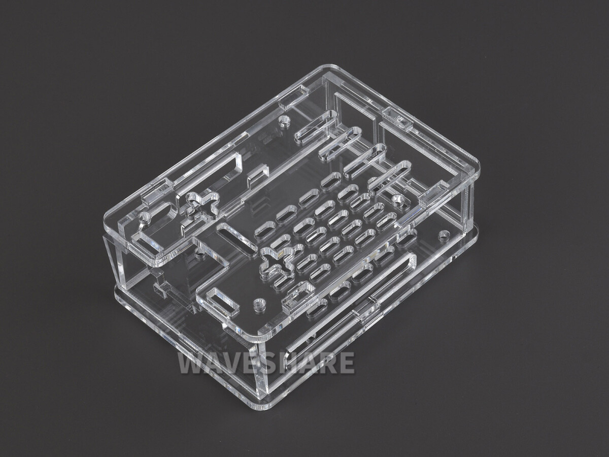 WaveShare Transparent Akrylæske til Raspberry Pi 5 Understøtter Officiel Aktiv Køler