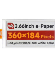 WaveShare 2,66 Zoll E-Paper (G) rå display 360x184 SPI Rød/Gul/Sort/Hvid