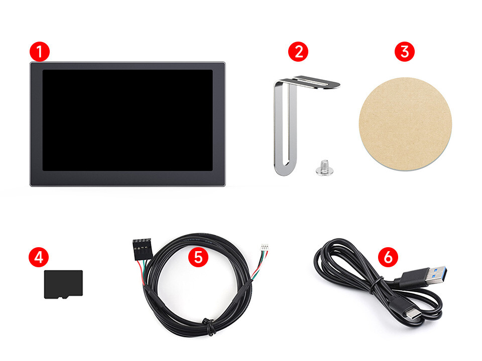 WaveShare 5" USB-monitor med 800x480 IPS-panel, sort, PC-kabinet, sekundær skærm, desktop, RGB ambient screen