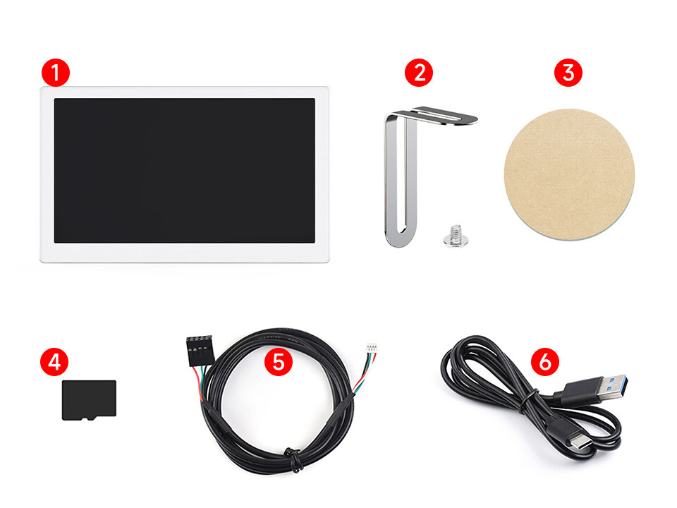 WaveShare 7" USB-monitor sølvfarvet 1024x600 IPS PC-kabinet sekundær skærm desktop RGB ambient screen