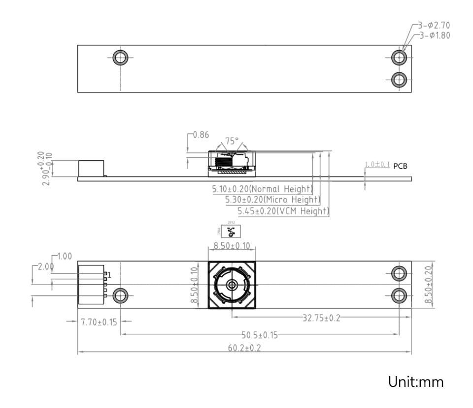 WaveShare OV5693 5MP USB Kamera (B) Fast fokus