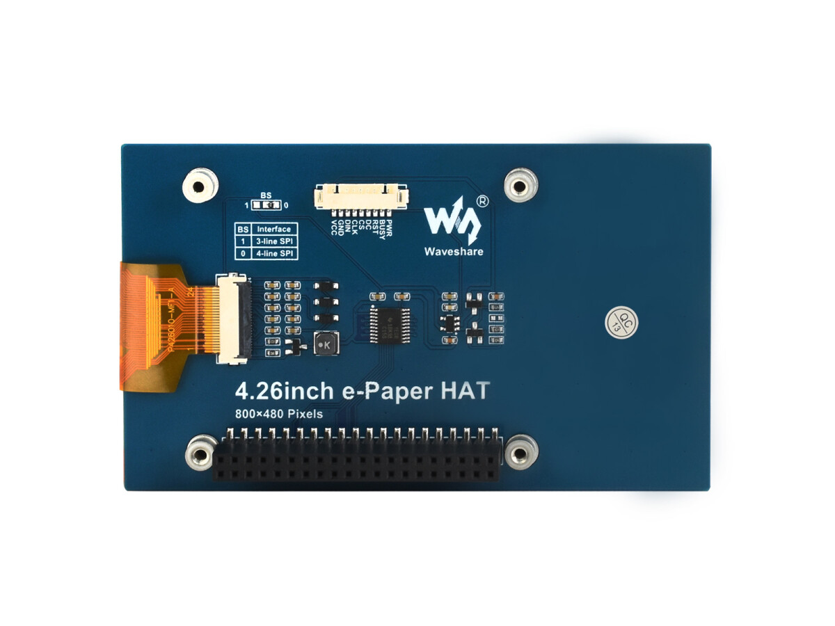 WaveShare 4,26 Zoll E-Paper Display HAT 800x480 Schwarz/Weiß SPI für Raspberry Pi Arduino Jetson Nano