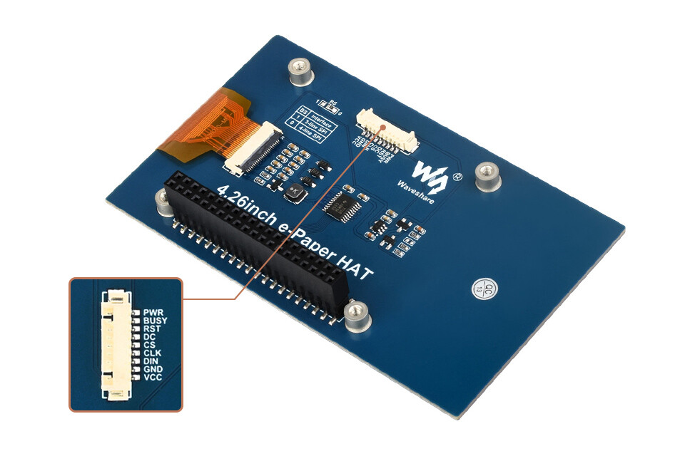 WaveShare 4,26 Zoll E-Paper Display HAT 800x480 Schwarz/Weiß SPI für Raspberry Pi Arduino Jetson Nano