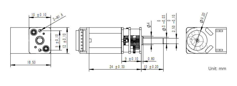 WaveShare N20 DC Geared Motor med magnetisk Hall-encoder med L-formet 6PIN-stik