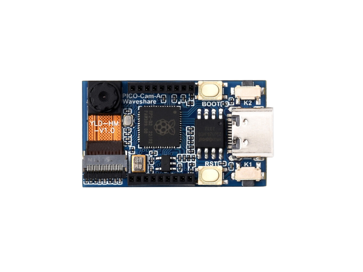 WaveShare RP2040 Mikrocontroller Kameraudviklingskort med HM01B0 gråtonekamera og 1,14 tommer IPS LCD-display