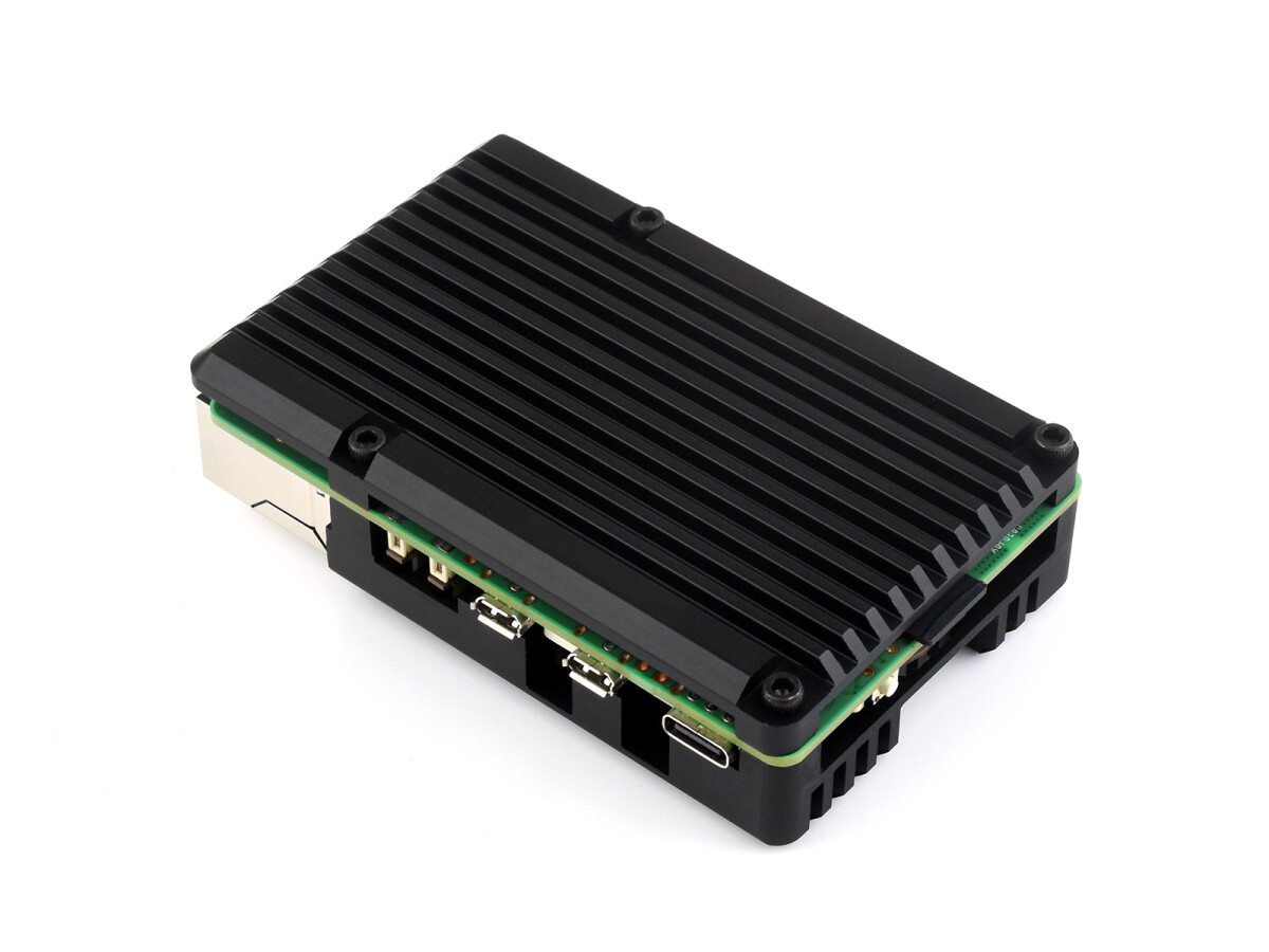 WaveShare Aluminiumkasse (H) für Raspberry Pi 5 mit temperaturbestyrret ventilator