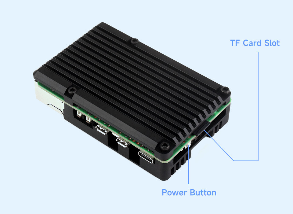 WaveShare Aluminiumkasse (H) für Raspberry Pi 5 mit temperaturbestyrret ventilator