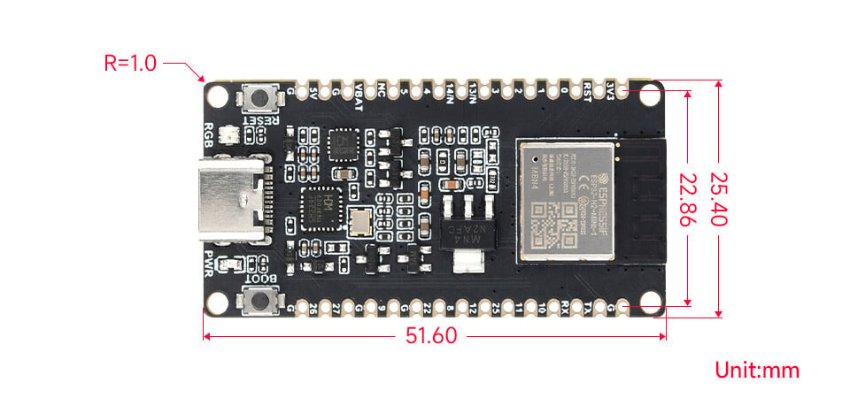 WaveShare ESP32-H2 Mikrocontroller ESP32-H2-MINI-1-N4 Modul BLE/Zigbee/Thread trådløs kommunikation