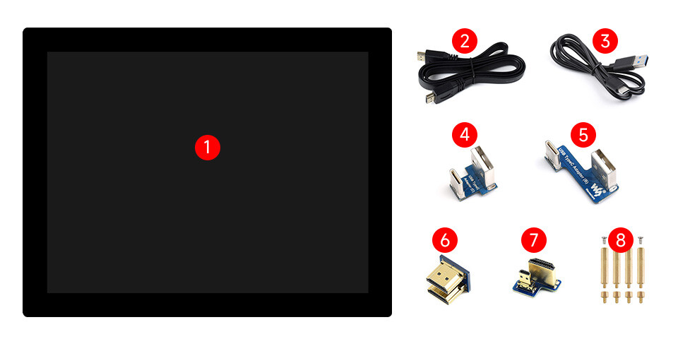 WaveShare 9,7 Zoll Kapazitiver Touch Display 768x1024 IPS Panel HDMI Verstærket Glaspanel 10-Punkt Touch