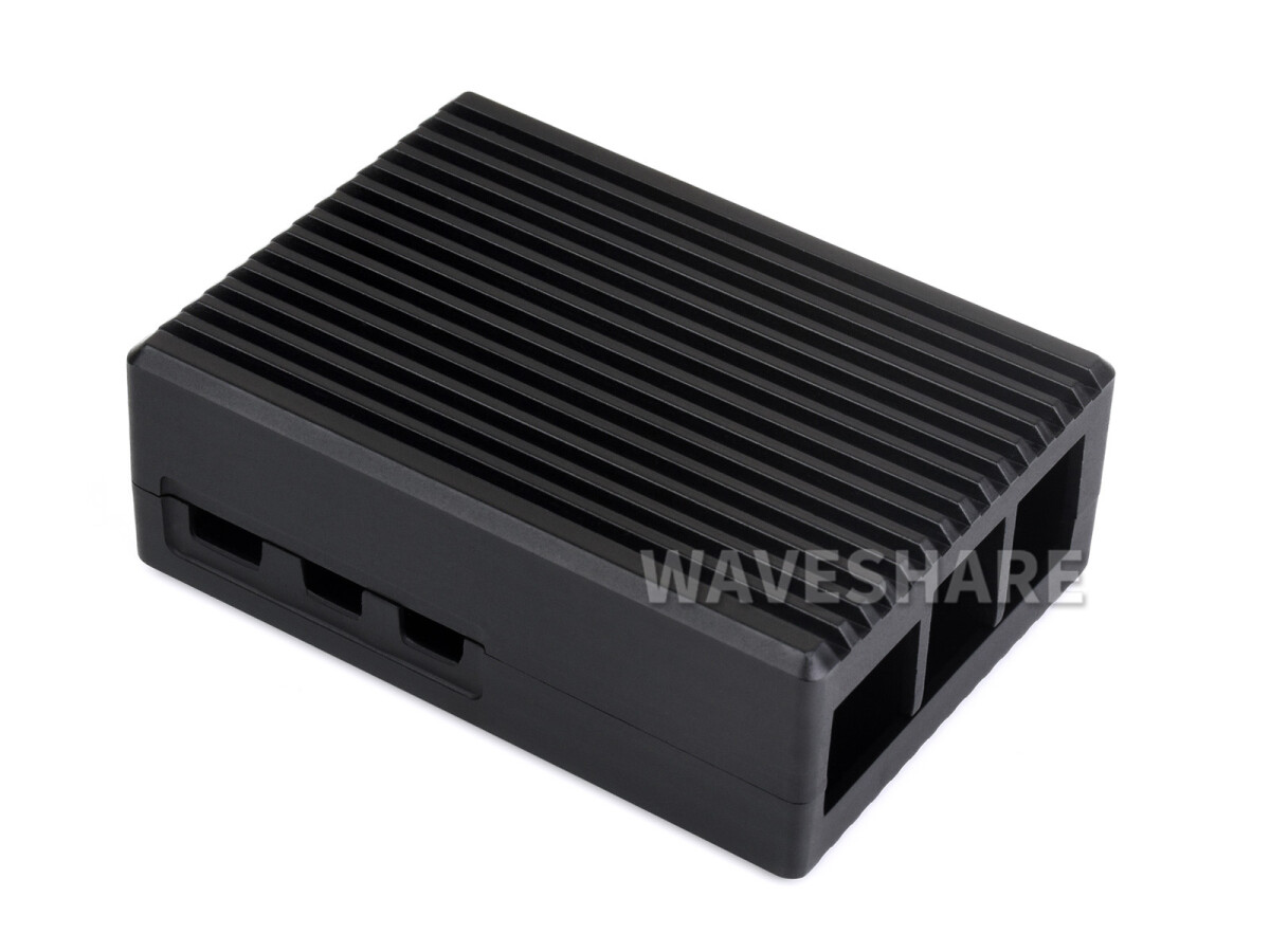 WaveShare Aluminium Stripe Groovet Kabinet til Raspberry Pi 5 med køleventilator og varmeafgivningspiller
