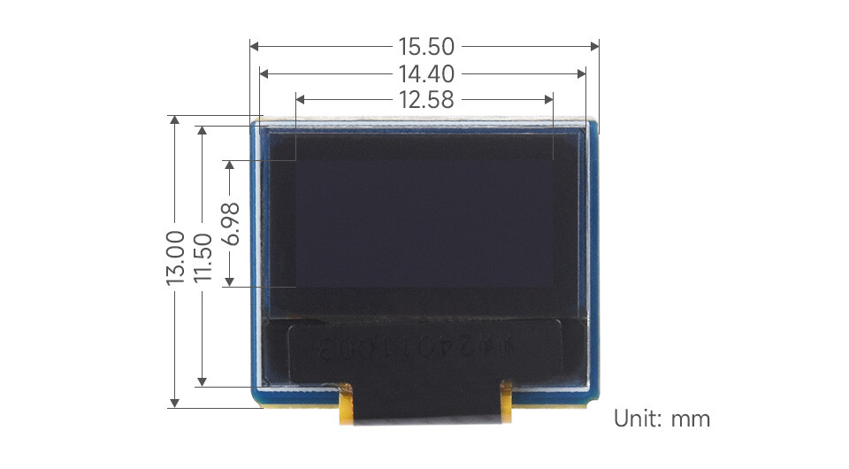 WaveShare 0,49 Zoll OLED-displaymodul 64x32 I2C hvid på sort