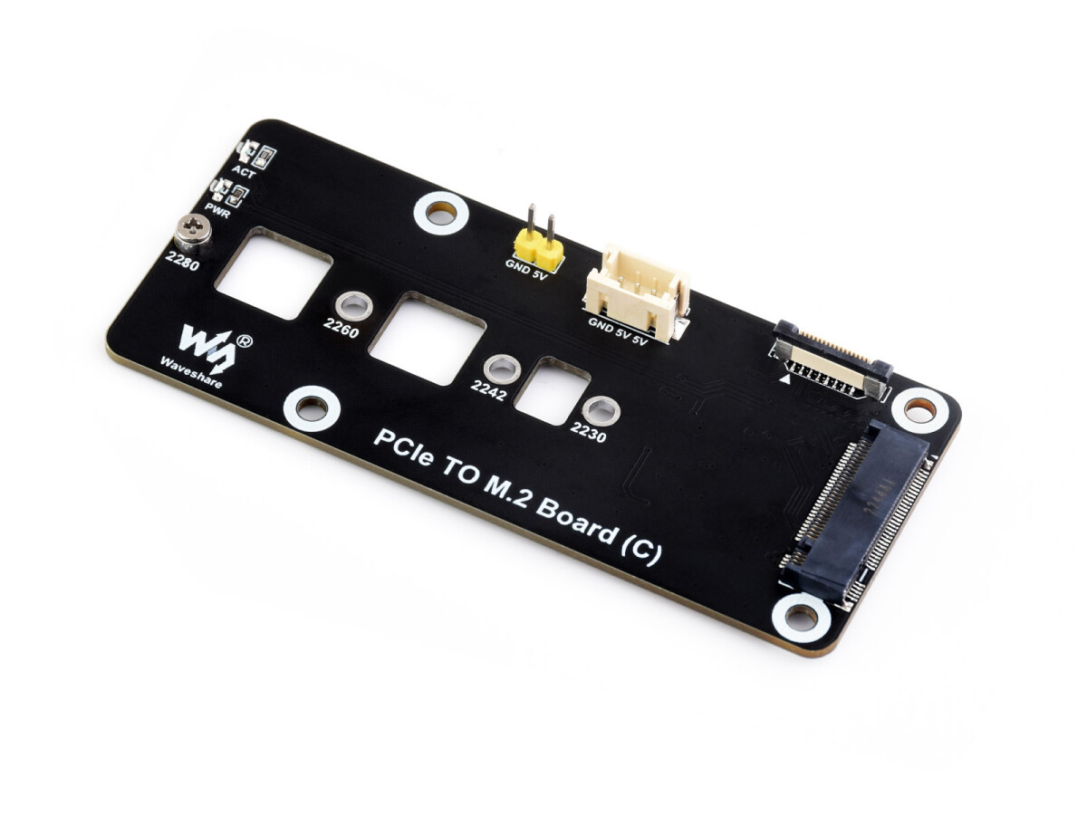 WaveShare PCIe zu M.2 Adapterkort (C) til Raspberry Pi 5 Understøtter NVMe M.2 SSD