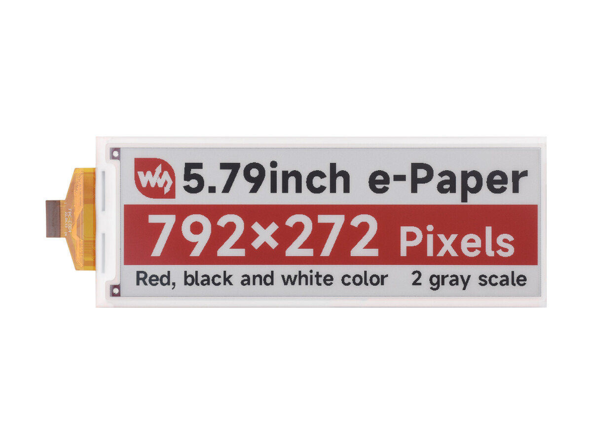 WaveShare 5,79 Zoll E-Paper (B) rådisplay 792x272 E-Ink display rød/sort/hvid SPI