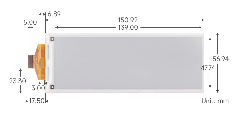 WaveShare 5,79 Zoll E-Paper (B) rådisplay 792x272 E-Ink display rød/sort/hvid SPI