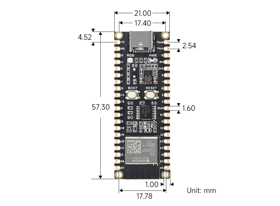 WaveShare ESP32-C6 Mikrocontroller WiFi 6 Udviklingskort – Forudmonteret