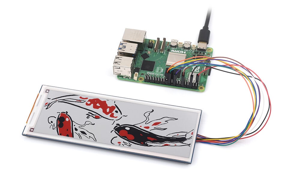 WaveShare 5,79 Zoll E-Paper Modul (B) 792x272 E-Ink Display Rød/Sort/Hvid SPI