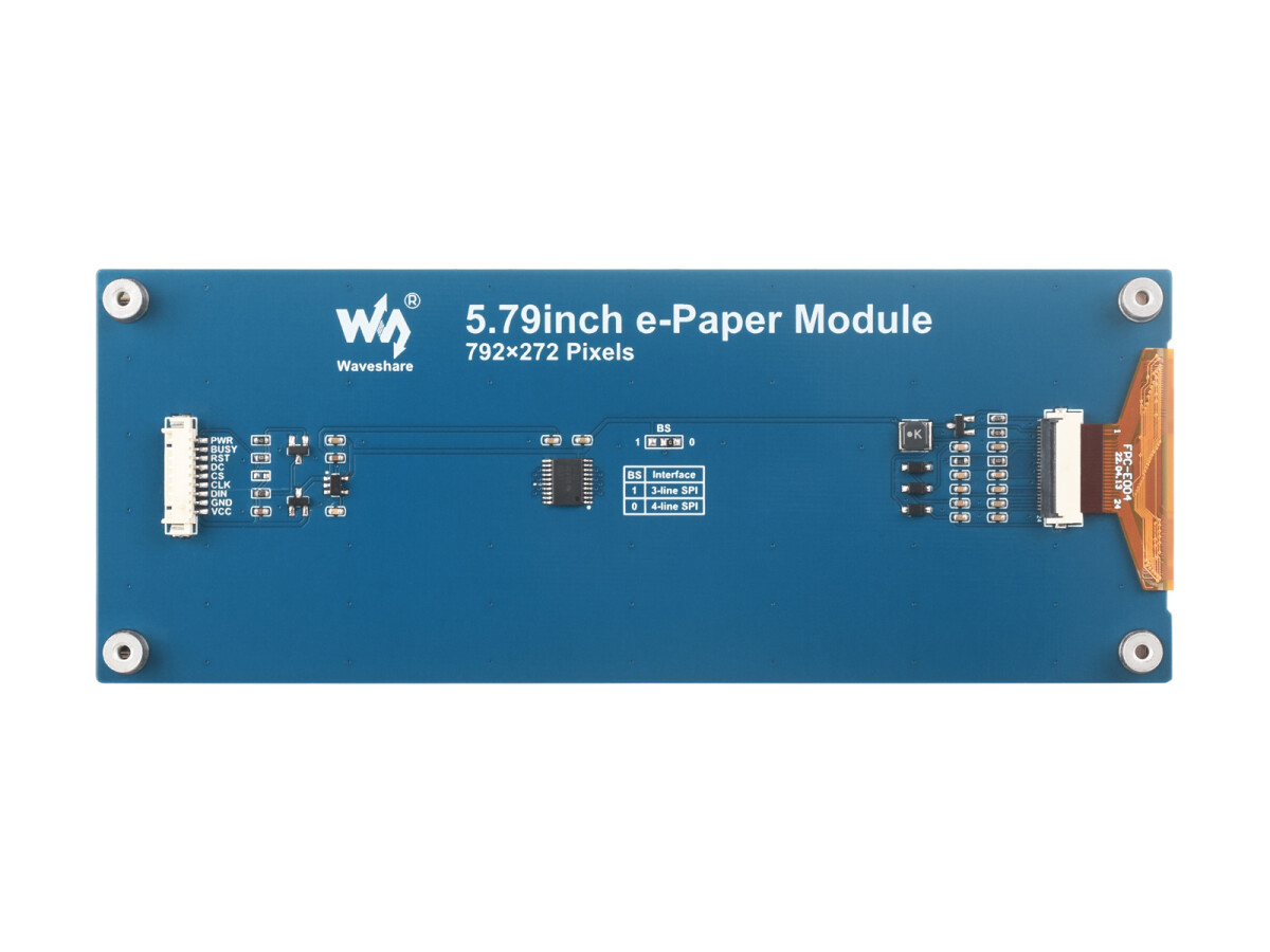WaveShare 5,79 Zoll E-Paper Display Modul 792x272 Sort/Hvid E-Ink display SPI Interface