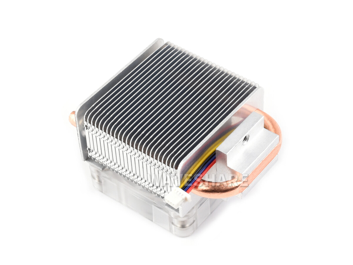 WaveShare ICE Tower CPU Køleventilator til Raspberry Pi 5, U-formet kobberrør med farverige RGB LED
