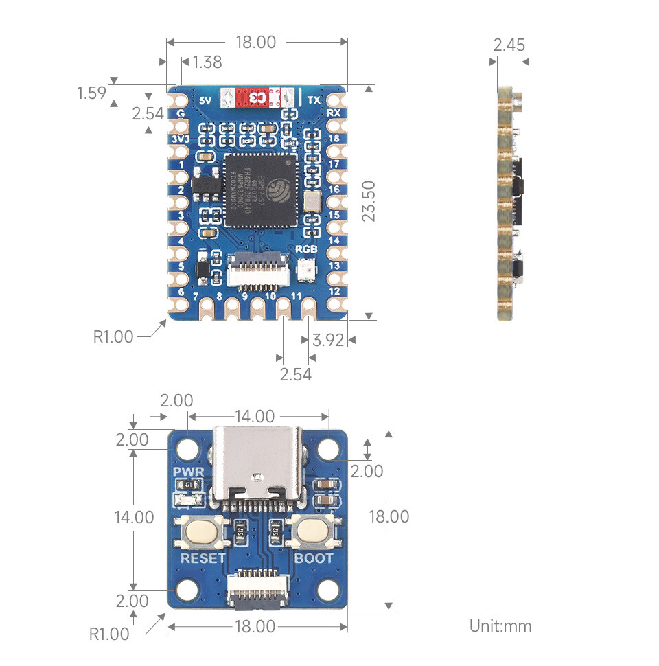 WaveShare ESP32-S3 Mini Udviklingskort 240 MHz