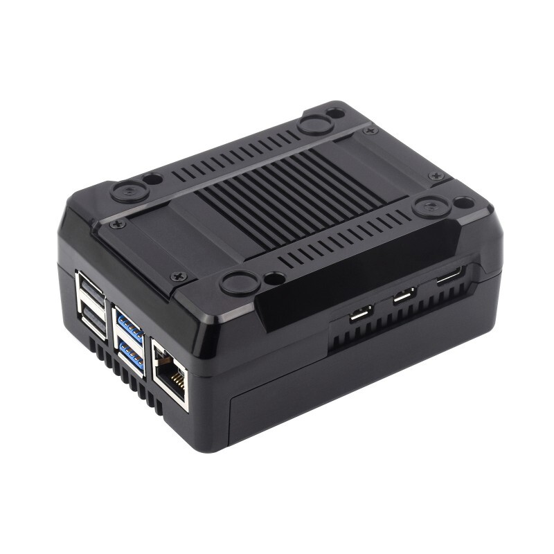 WaveShare Aluminiumkasse i messinglegering til Raspberry Pi 5 med M.2 NVMe-udvidelsesstik