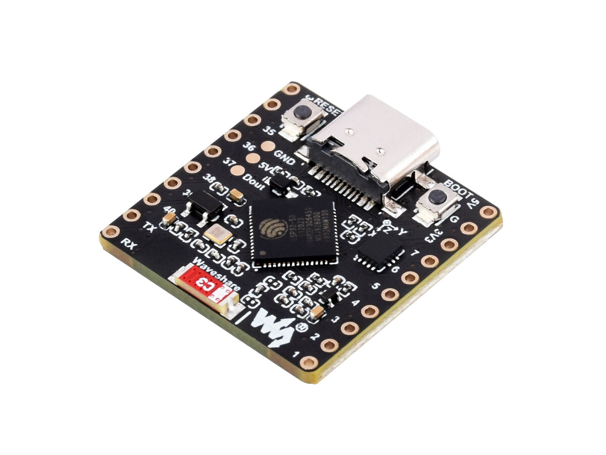 WaveShare ESP32-S3 Udviklingskort, 8x8 RGB LED Matrix og QMI8658C Attitude Sensor